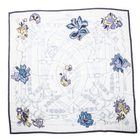 hermes cashmere silk cavalcadour shawl 140 gris chine jaune marine